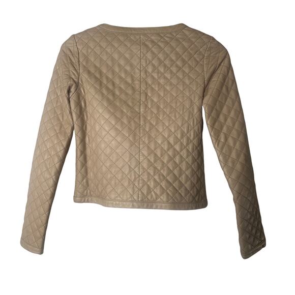 Hinge Quilted Leather Zip Up Jacket Nude/Pink - Picture 2 of 7